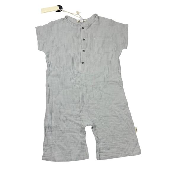 Greige Gray Muslin Romper - Picture 1 of 7